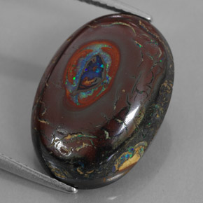 Opala boulder multicolorido natural 12,70ct, corte oval, opaco