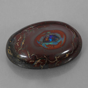 Opala boulder multicolorido natural 12,70ct, corte oval, opaco
