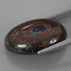 Opala boulder multicolorido natural 12,70ct, corte oval, opaco