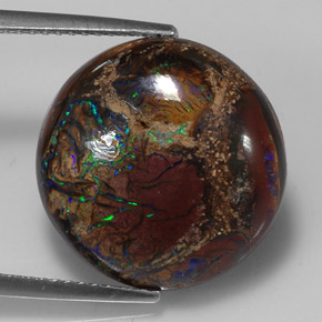 Opala boulder multicolorido natural 10,98ct, corte redondo, opaco
