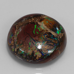 Opala boulder multicolorido natural 10,98ct, corte redondo, opaco