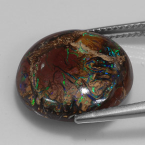 Opala boulder multicolorido natural 10,98ct, corte redondo, opaco