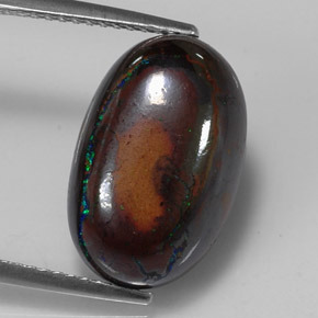 Opala boulder multicolorido natural 9,49ct, corte oval, opaco