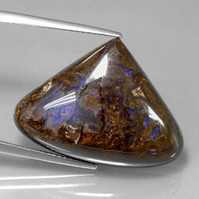 Opala boulder multicolorido natural 22,51ct, formato de pêra, opaco