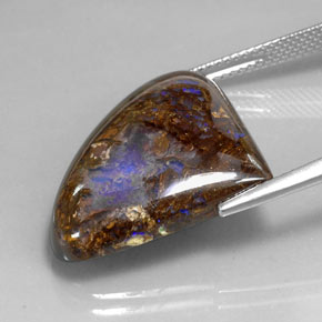 Opala boulder multicolorido natural 22,51ct, formato de pêra, opaco