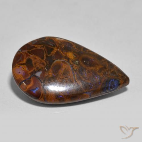 Opala de Pedra Multicolorido Natural 8.60ct, Formato de pêra, Opaco