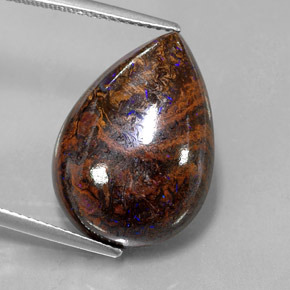 Opala boulder multicolorido natural 16,89ct, formato de pêra, opaco