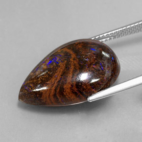 Opala boulder multicolorido natural 16,89ct, formato de pêra, opaco