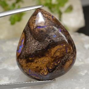 Opala boulder multicolorido natural 20,90ct, formato de pêra, opaco