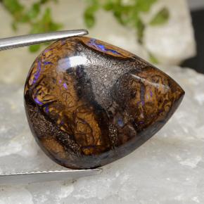 Opala boulder multicolorido natural 20,90ct, formato de pêra, opaco
