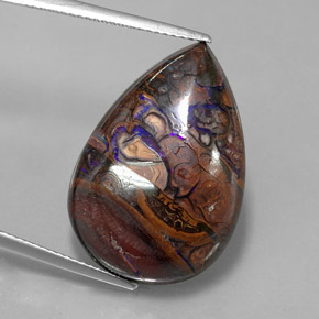 Opala boulder multicolorido natural 21,51ct, formato de pêra, opaco