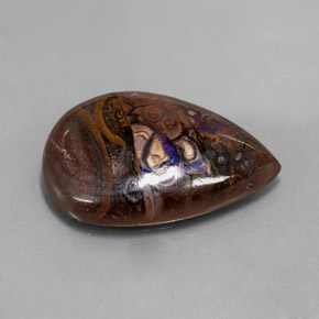 Opala boulder multicolorido natural 21,51ct, formato de pêra, opaco