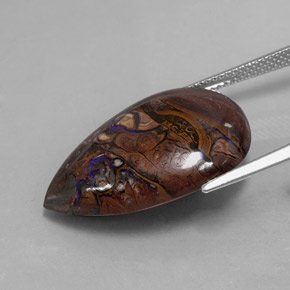Opala boulder multicolorido natural 21,51ct, formato de pêra, opaco