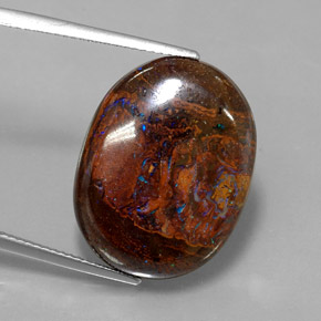 Opala boulder multicolorido natural 21,10ct, corte oval, opaco