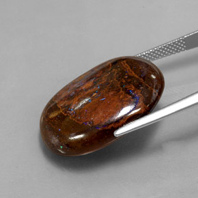 Opala boulder multicolorido natural 21,10ct, corte oval, opaco