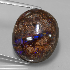 Opala boulder multicolorido natural 27,22ct, corte oval, opaco