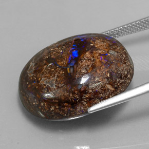 Opala boulder multicolorido natural 27,22ct, corte oval, opaco