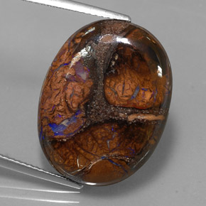 Opala boulder multicolorido natural 20,19ct, corte oval, opaco
