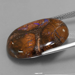 Opala boulder multicolorido natural 20,19ct, corte oval, opaco
