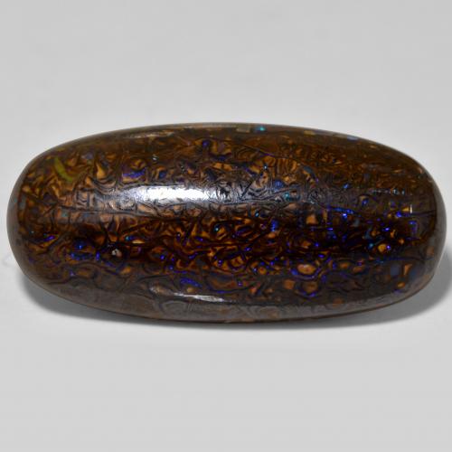 Opala boulder multicolorido natural 21,04ct, corte oval, opaco