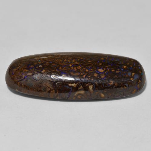 Opala boulder multicolorido natural 21,04ct, corte oval, opaco