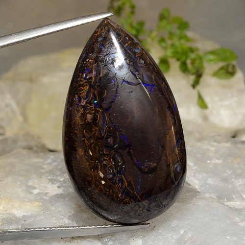 Opala boulder multicolorido natural 45,15ct, formato de pêra, opaco