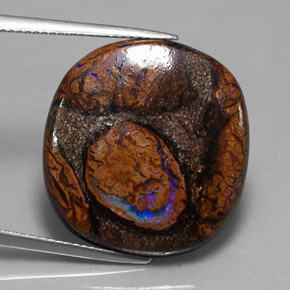 Opala boulder multicolorido natural 20,58ct, almofada cortada, opaco