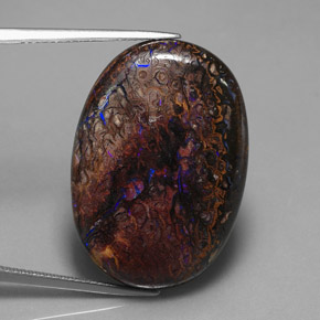 Opala boulder multicolorido natural 30,02ct, corte oval, opaco