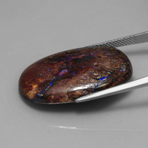 Opala boulder multicolorido natural 30,02ct, corte oval, opaco