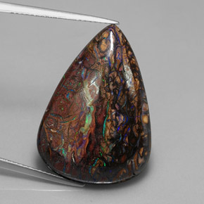 Opala boulder multicolorido natural 21,74ct, formato de pêra, opaco