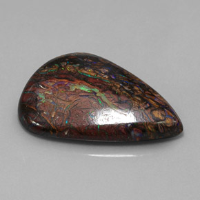 Opala boulder multicolorido natural 21,74ct, formato de pêra, opaco