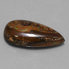 Opala boulder multicolorido natural 6,34ct, formato de pêra, opaco
