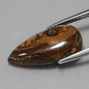 Opala boulder multicolorido natural 6,34ct, formato de pêra, opaco