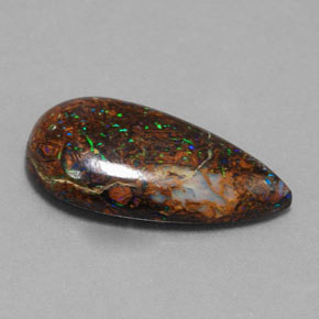Opala boulder multicolorido natural 6,42ct, formato de pêra, opaco