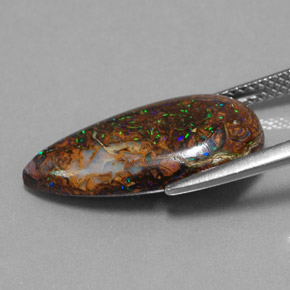 Opala boulder multicolorido natural 6,42ct, formato de pêra, opaco