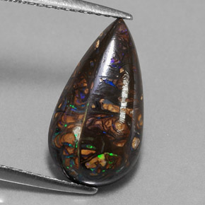 Opala de Pedra Multicolorido Natural 4.87ct, Formato de pêra, Opaco