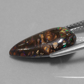 Opala de Pedra Multicolorido Natural 4.87ct, Formato de pêra, Opaco