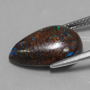 Opala boulder multicolorido natural 6,27ct, formato de pêra, opaco