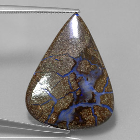 Opala boulder multicolorido natural 12,40ct, formato de pêra, opaco