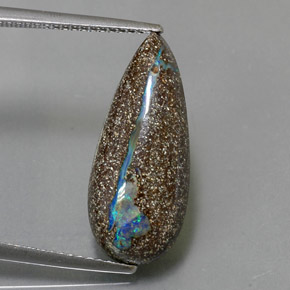 Opala boulder multicolorido natural 9,27ct, formato de pêra, opaco