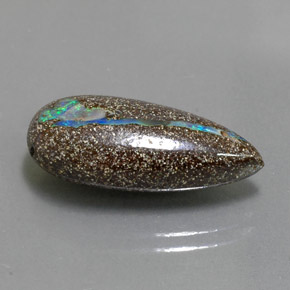 Opala boulder multicolorido natural 9,27ct, formato de pêra, opaco