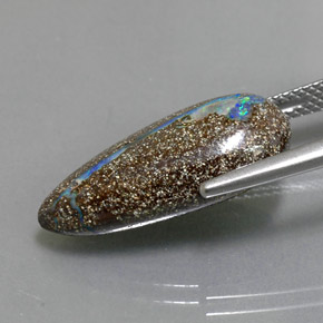 Opala boulder multicolorido natural 9,27ct, formato de pêra, opaco