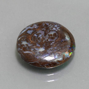 Opala de Pedra Multicolorido Natural 4.48ct, Corte Redondo, Opaco