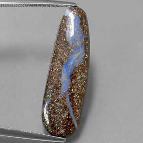 Opala boulder multicolorido natural 4,80ct, forma extravagante, opaco