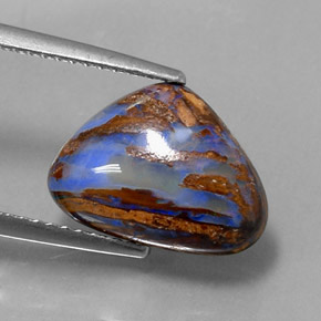 Opala boulder multicolorido natural 3,78ct, formato de pêra, opaco