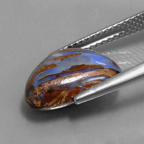 Opala boulder multicolorido natural 3,78ct, formato de pêra, opaco