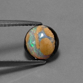 Opala boulder multicolorido natural 1,54ct, corte redondo, opaco