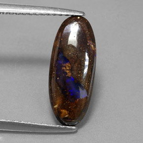 Opala boulder multicolorido natural 2,81ct, corte oval, opaco