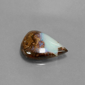 Opala boulder multicolorido natural 3,00ct, formato de pêra, opaco