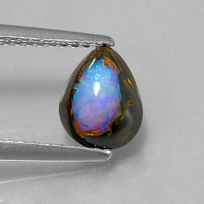 Opala boulder multicolorido natural 1,43ct, formato de pêra, opaco